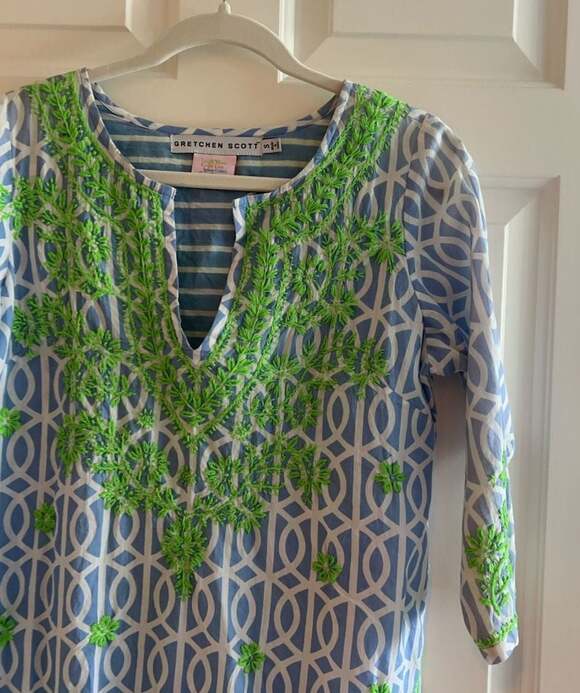 Gretchen Scott Tops - Gretchen Scott Size S Coastal Geometric Embroidered Tunic
